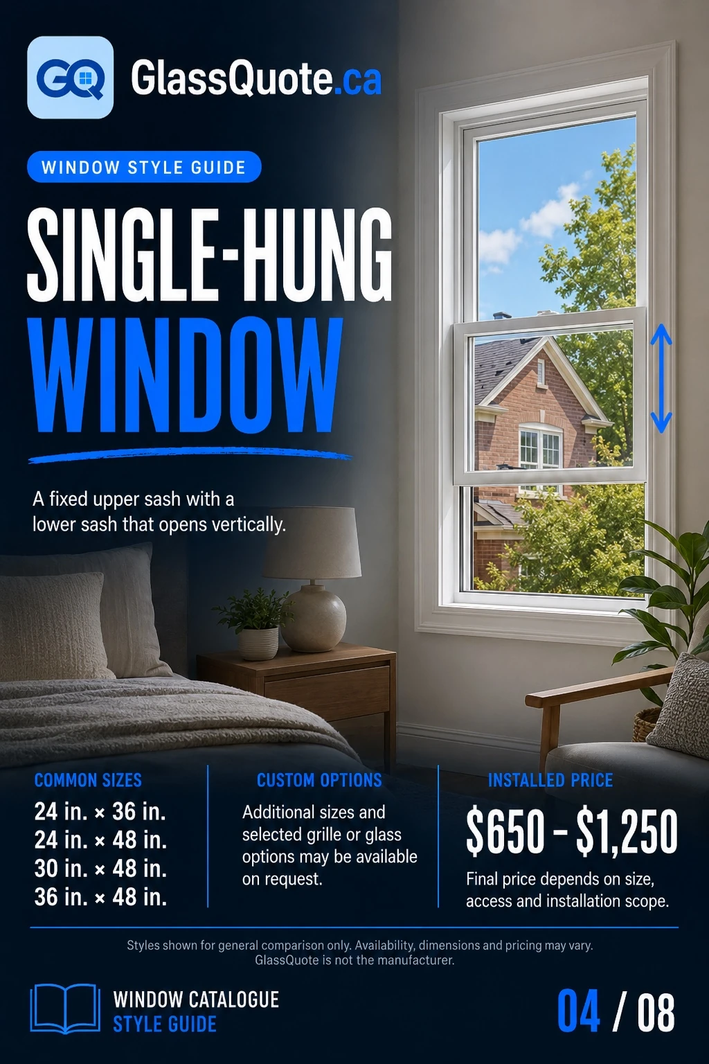 Single-hung window catalogue page