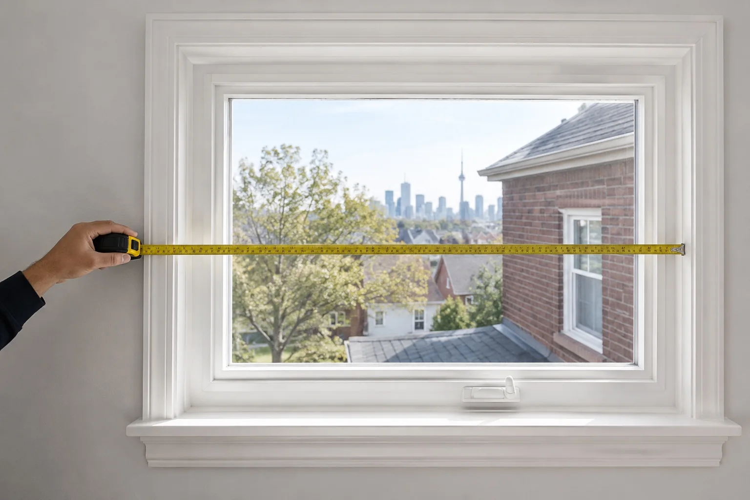Window opening measured horizontally from jamb to jamb